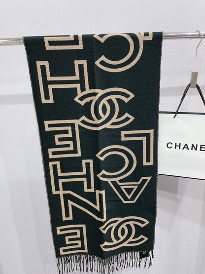 Écharpe/Châle en sergé jacquard à logo Temperament