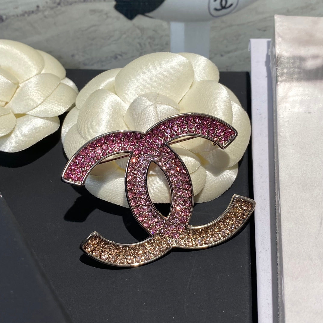 Broche de diamantes de imitación rosa degradado