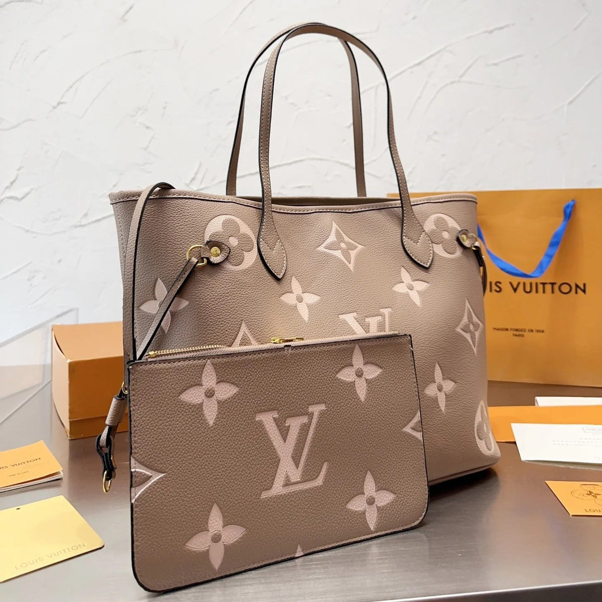 Large Leather Embossed Tote