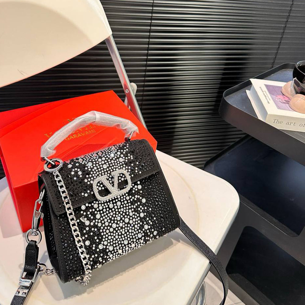 Sac à main carré Logo Diamant Scintillant