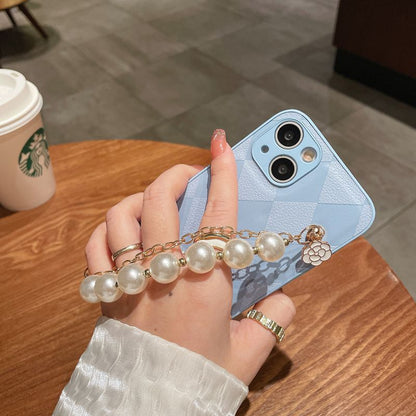 Estuche de Cuero con Pulsera de Cadena de Perlas