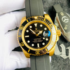 Men’s Gold-Tone Stainless Steel Automatic Dive Watch – 3-Color Dial Collection with Matching Rubber Straps, Classic Sport Luxury