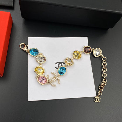Pulsera ajustable de diamantes de cristal de colores
