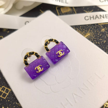 Boucles d'oreilles sac élégantes violettes