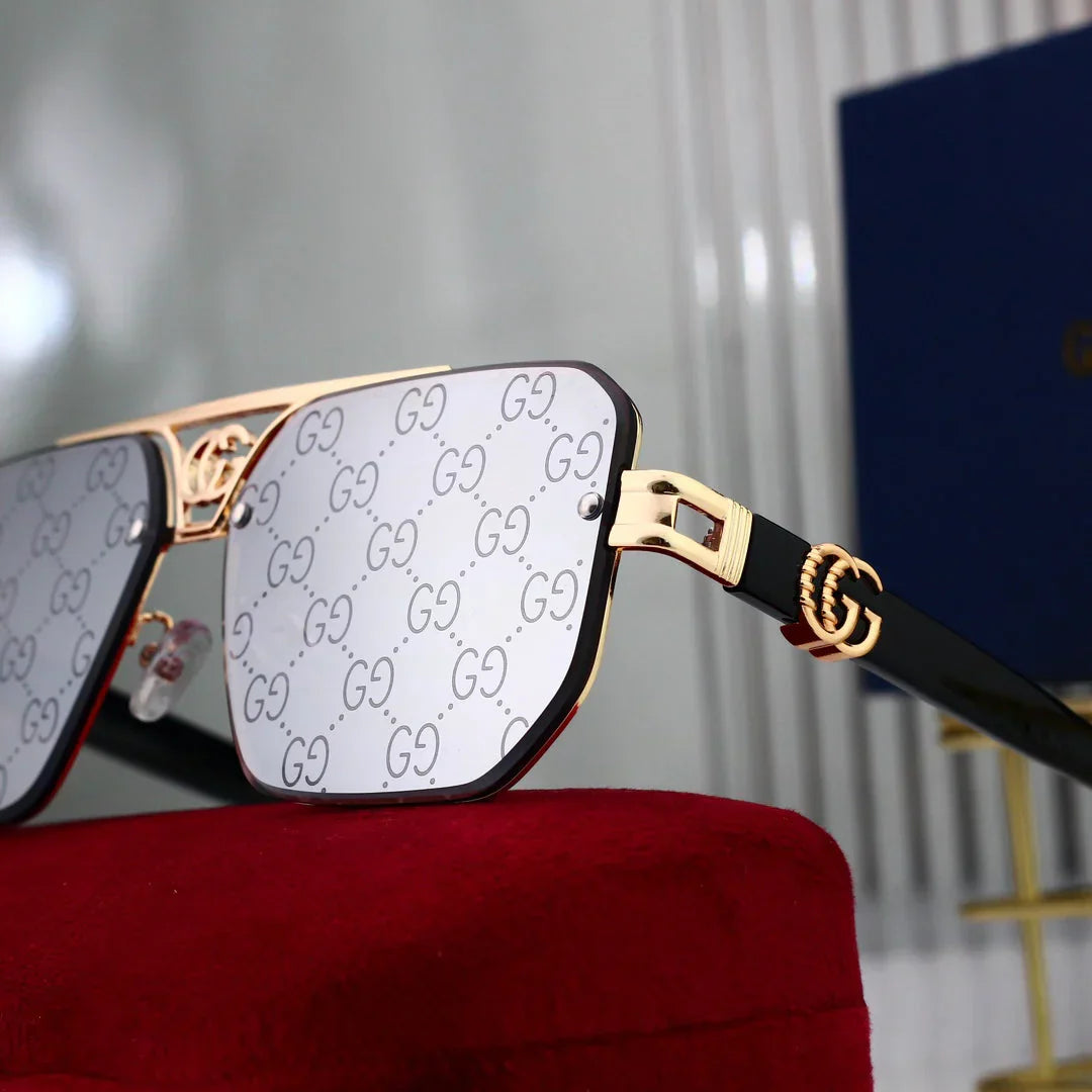 Lunettes de soleil polygonales en métal Fashion 8936