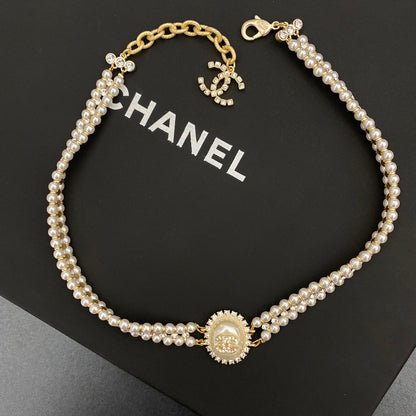 Collier Ras du Cou Double Perle Diamant