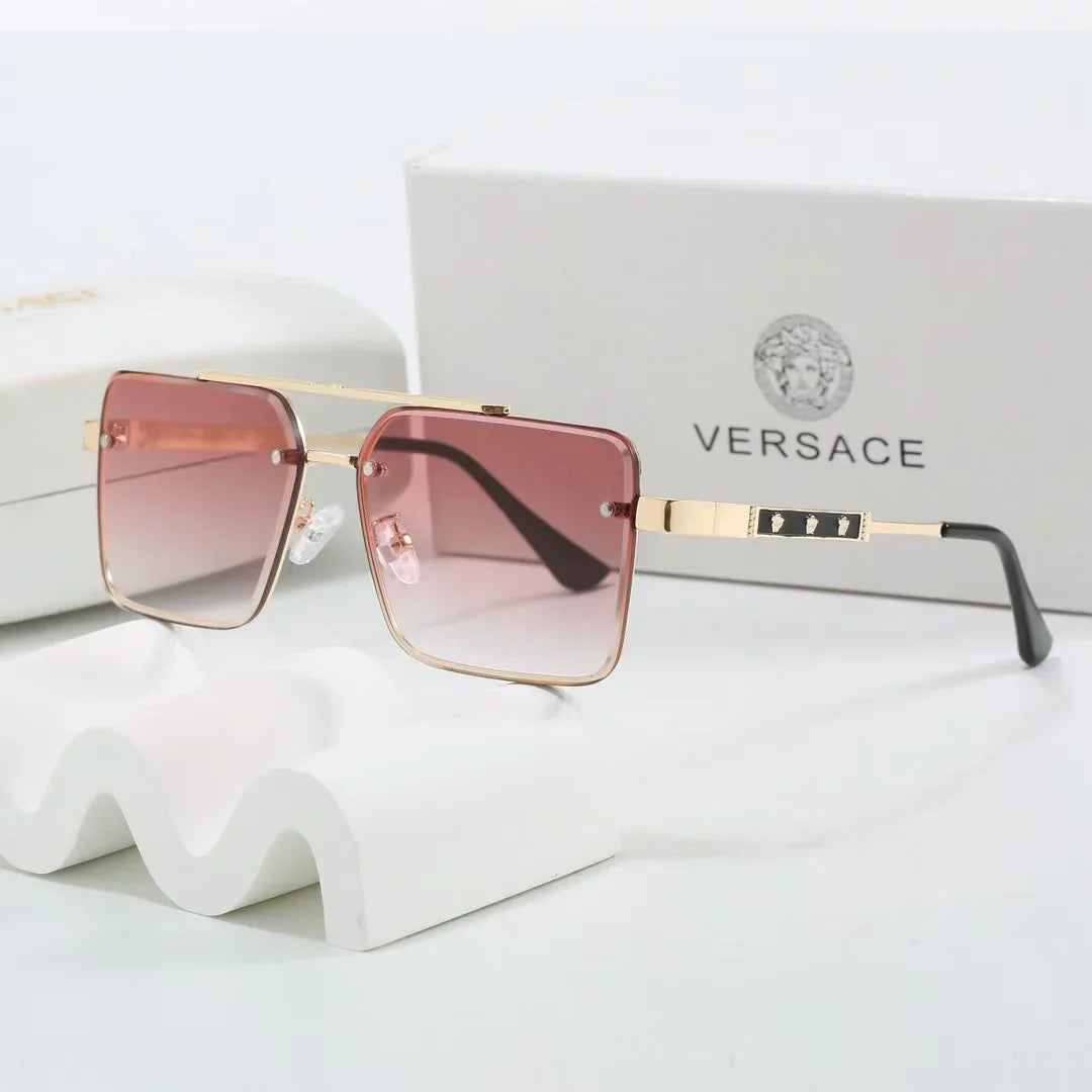 Lunettes de soleil carrées en métal bicolore dégradé