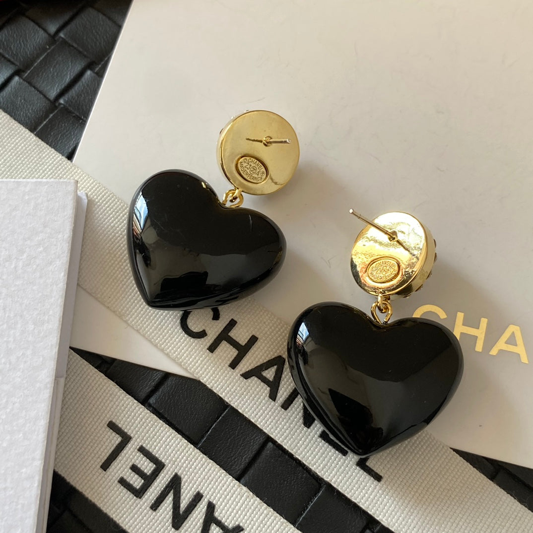 Aretes y collar Corazón Negro