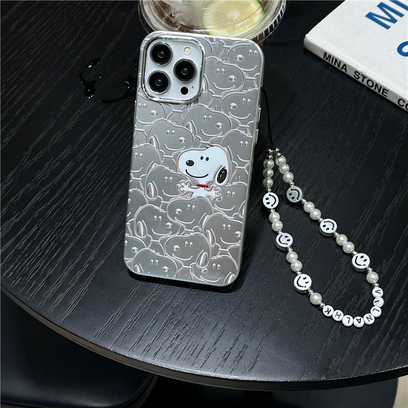 Funda con diseño de perro chapada en oro rosa