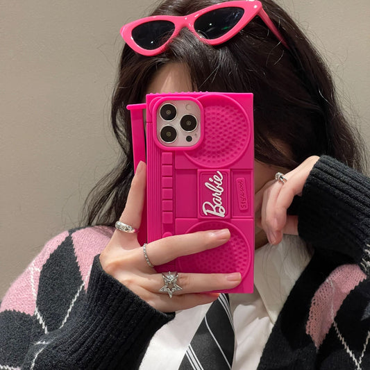Étui en silicone rose pour radio Y2K