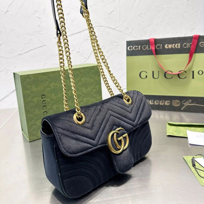 Gold Velvet Marmont Chain Shoulder Bag