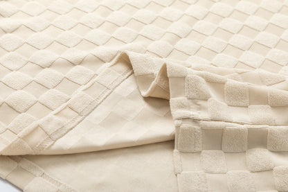 T-shirt en coton molletonné à motif damier en relief