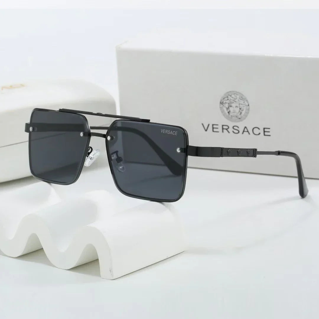 Lunettes de soleil carrées en métal bicolore dégradé