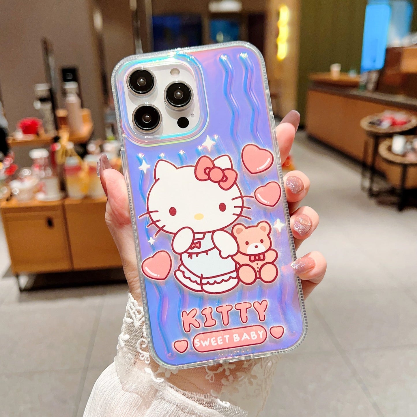 Funda de dibujos animados con patrón de ondas láser
