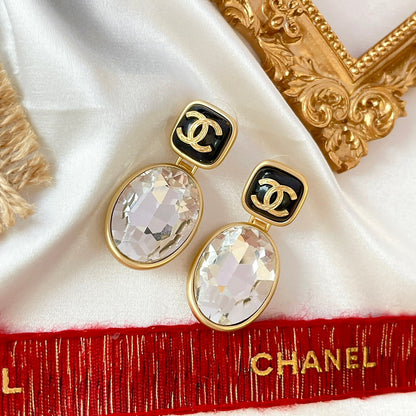 Pendientes colgantes ovalados de diamantes vintage