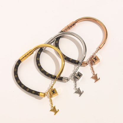 Classic Leather Patchwork Magnetic Bracelet