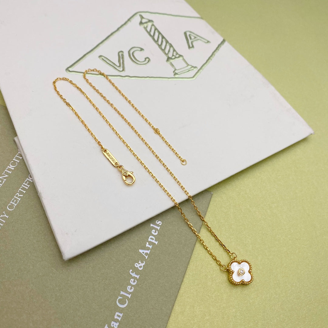 White Shell Diamond Necklace