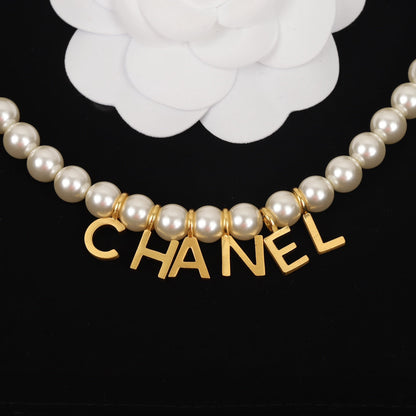 Collier Pendentif Lettre Perle