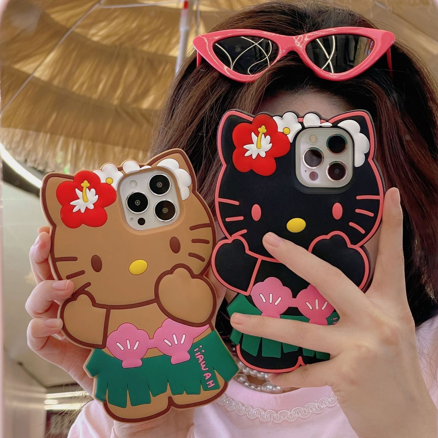 Étui en silicone pour chat mignon d'été