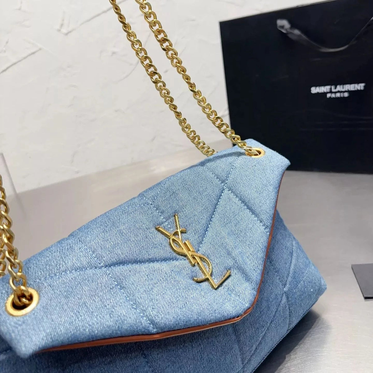 LouLou Puffer Washed Denim Bag