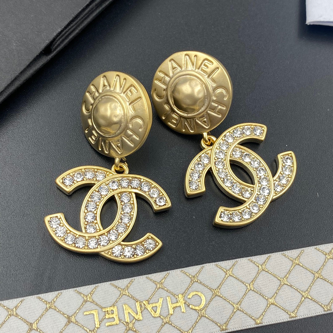 Boucles d'oreilles pendantes diamant lettre tempérament