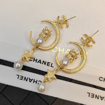 Pendientes Colgantes de Gato, Luna y Estrella