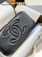 Black Quilted Mini Box Bag | Black & Gold 🖤