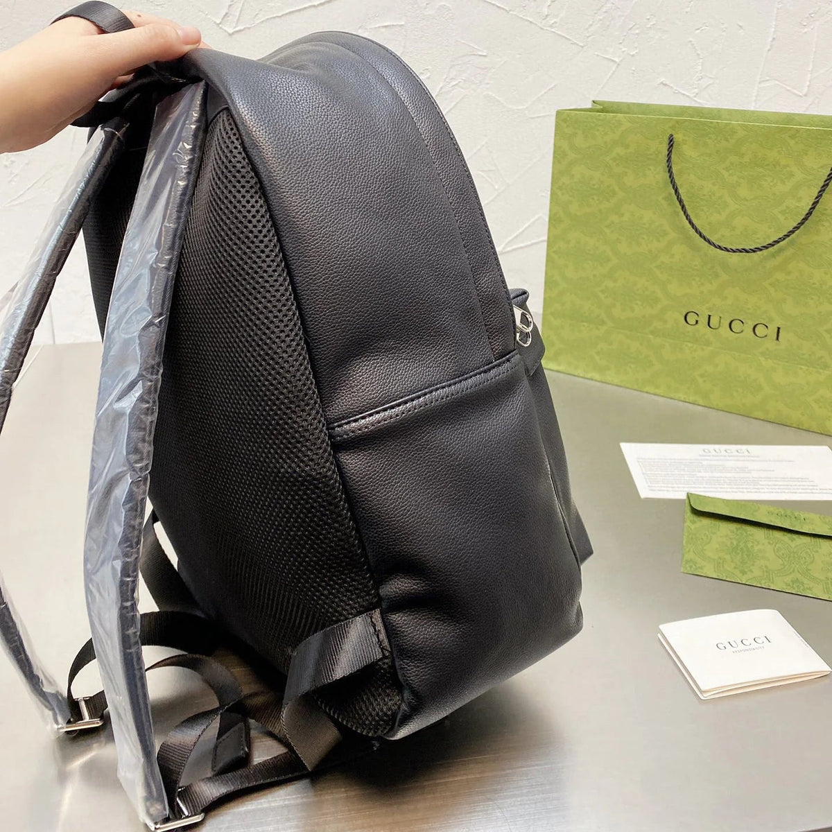 Leather Printed Backpack