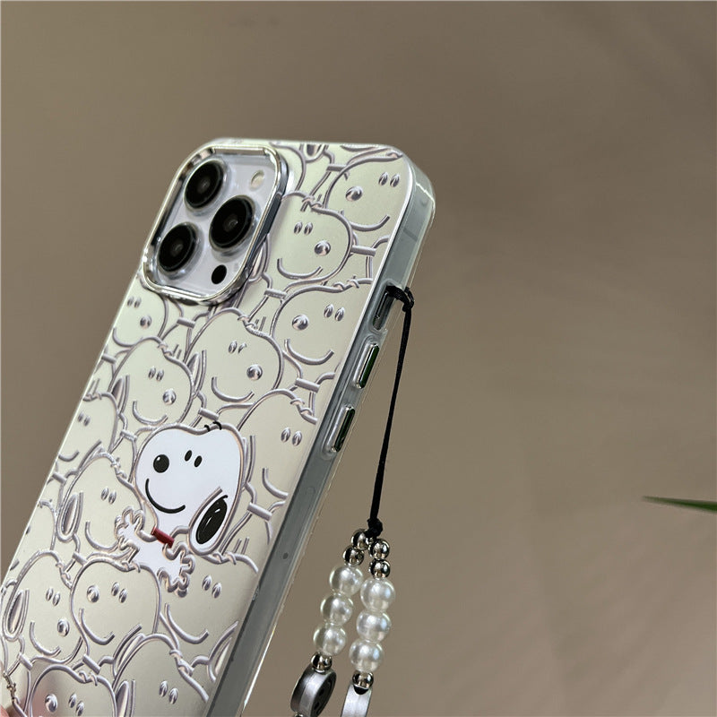 Funda con diseño de perro chapada en oro rosa