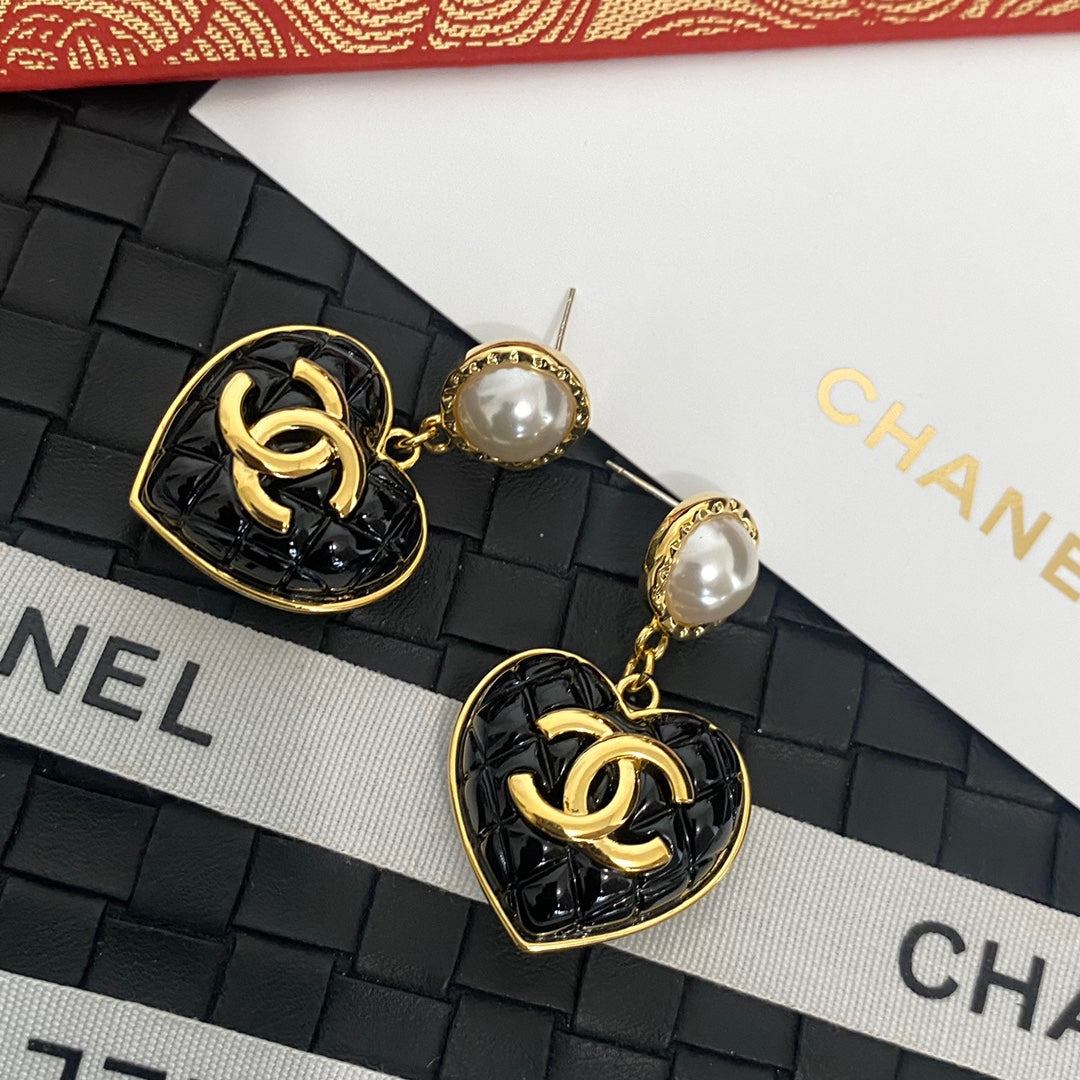 Boucles d'oreilles pendantes Cœur Perle Plaqué
