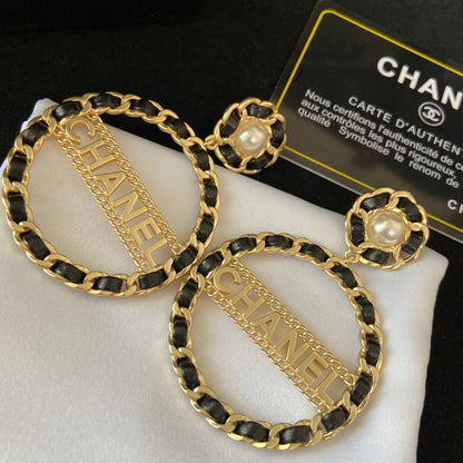 Boucles d'oreilles créoles larges en cuir tressé, fantaisie