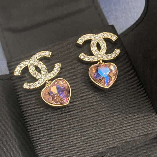 Pendientes de Zirconia Corazón Láser Brillante
