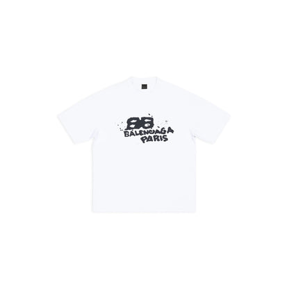 T-SHIRT DESSINÉ À LA MAIN COUPE DROITE NOIR (préférable en été)
