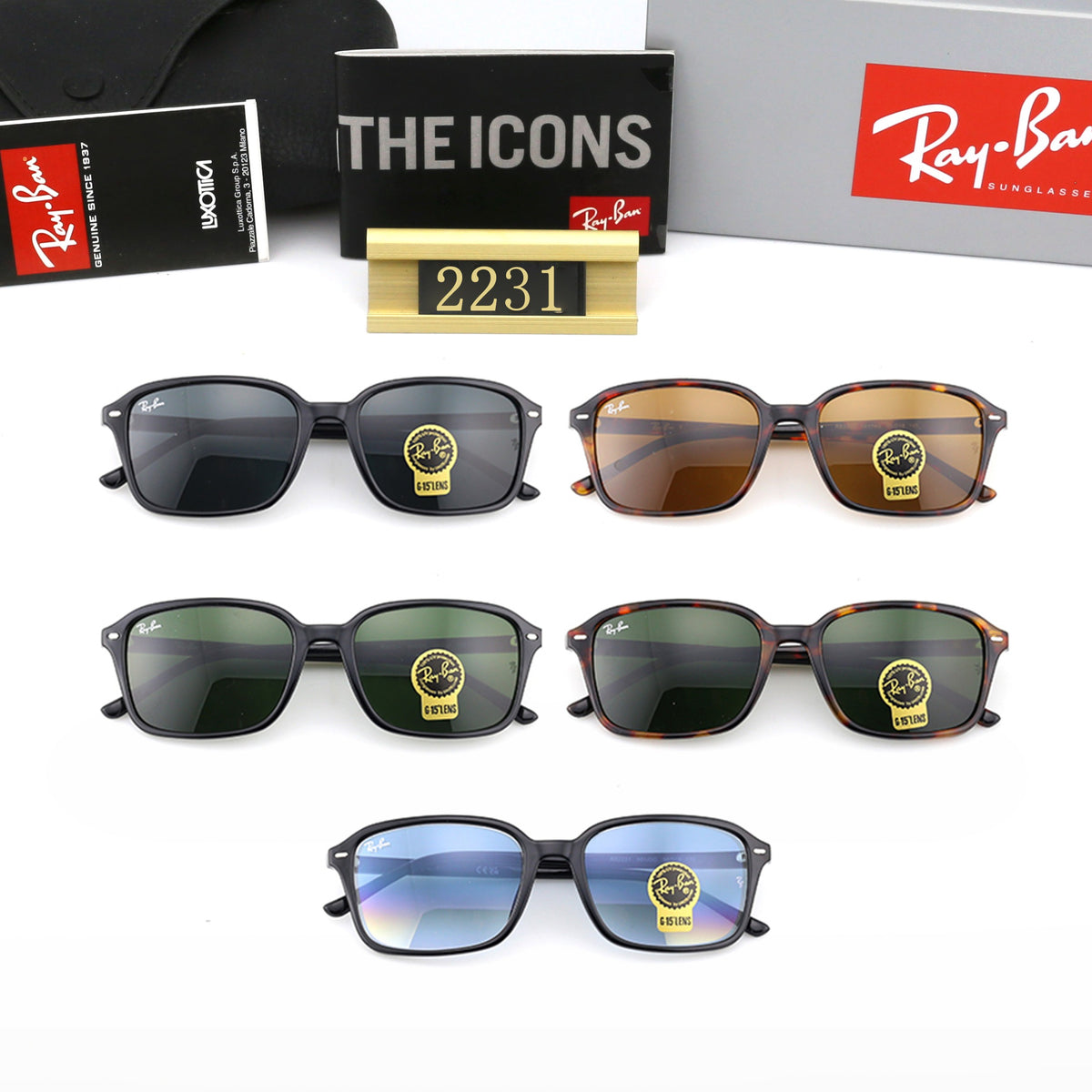 Classic Slim Square Frame Sunglasses - 2231