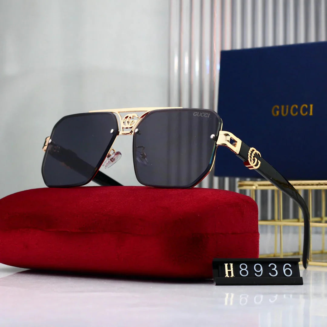 Lunettes de soleil polygonales en métal Fashion 8936