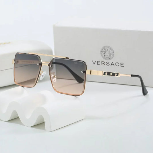 Lunettes de soleil carrées en métal bicolore dégradé