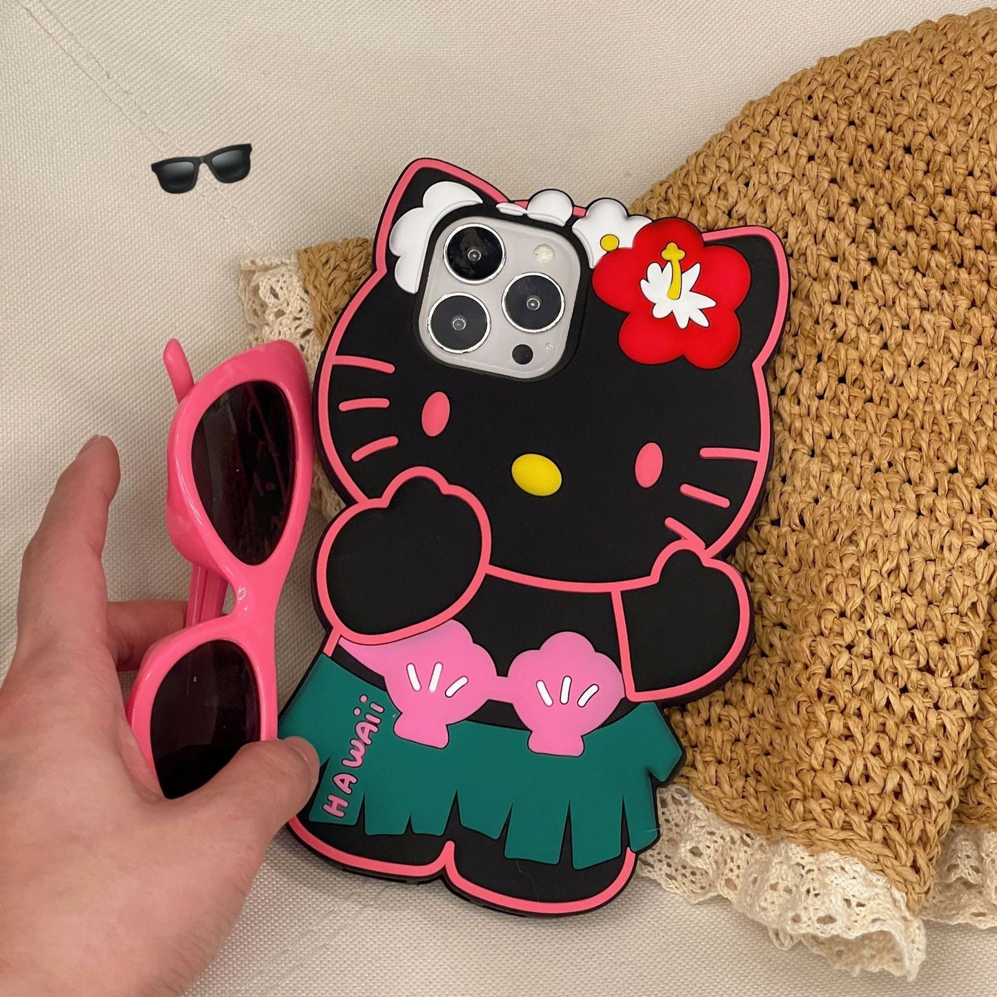 Étui en silicone pour chat mignon d'été