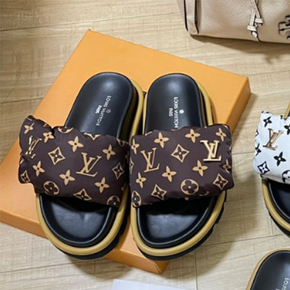Letter Buckle Velcro Slippers