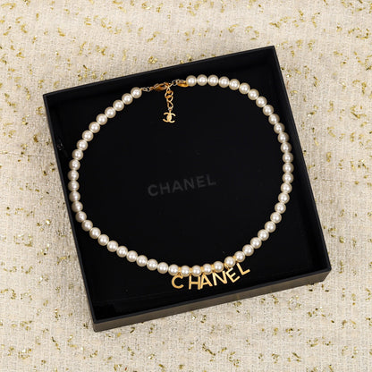 Collier Pendentif Lettre Perle