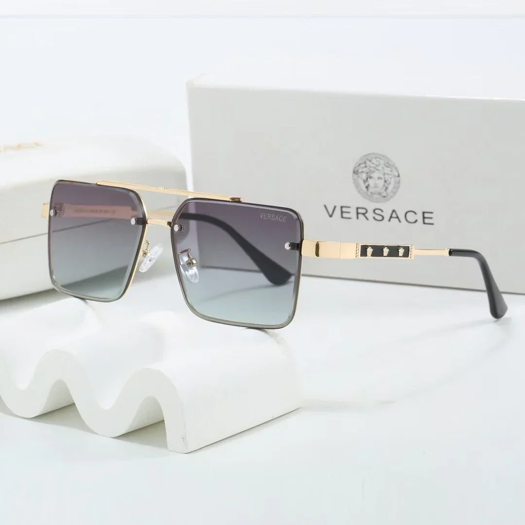 Lunettes de soleil carrées en métal bicolore dégradé