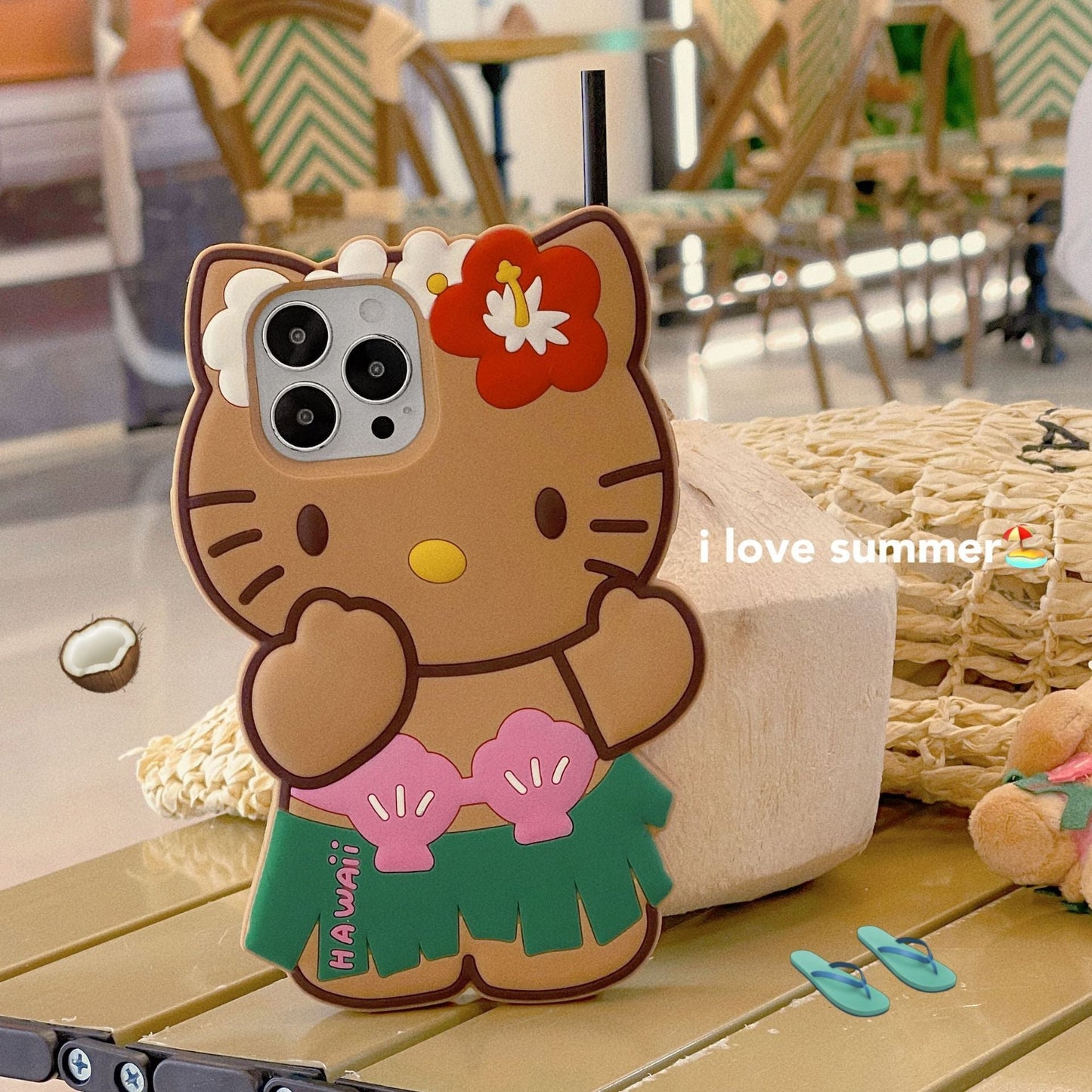 Étui en silicone pour chat mignon d'été