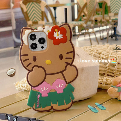 Étui en silicone pour chat mignon d'été