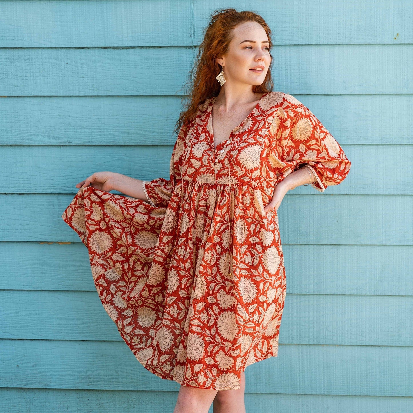 Robe Courte Hawa - Tournesol Rouille