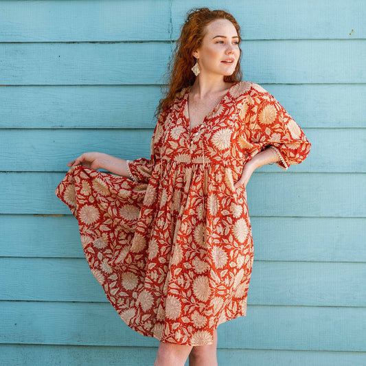 Vestido corto Hawa - Girasol óxido