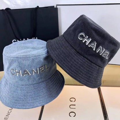 Sombrero de cubo de mezclilla con logo de diamante