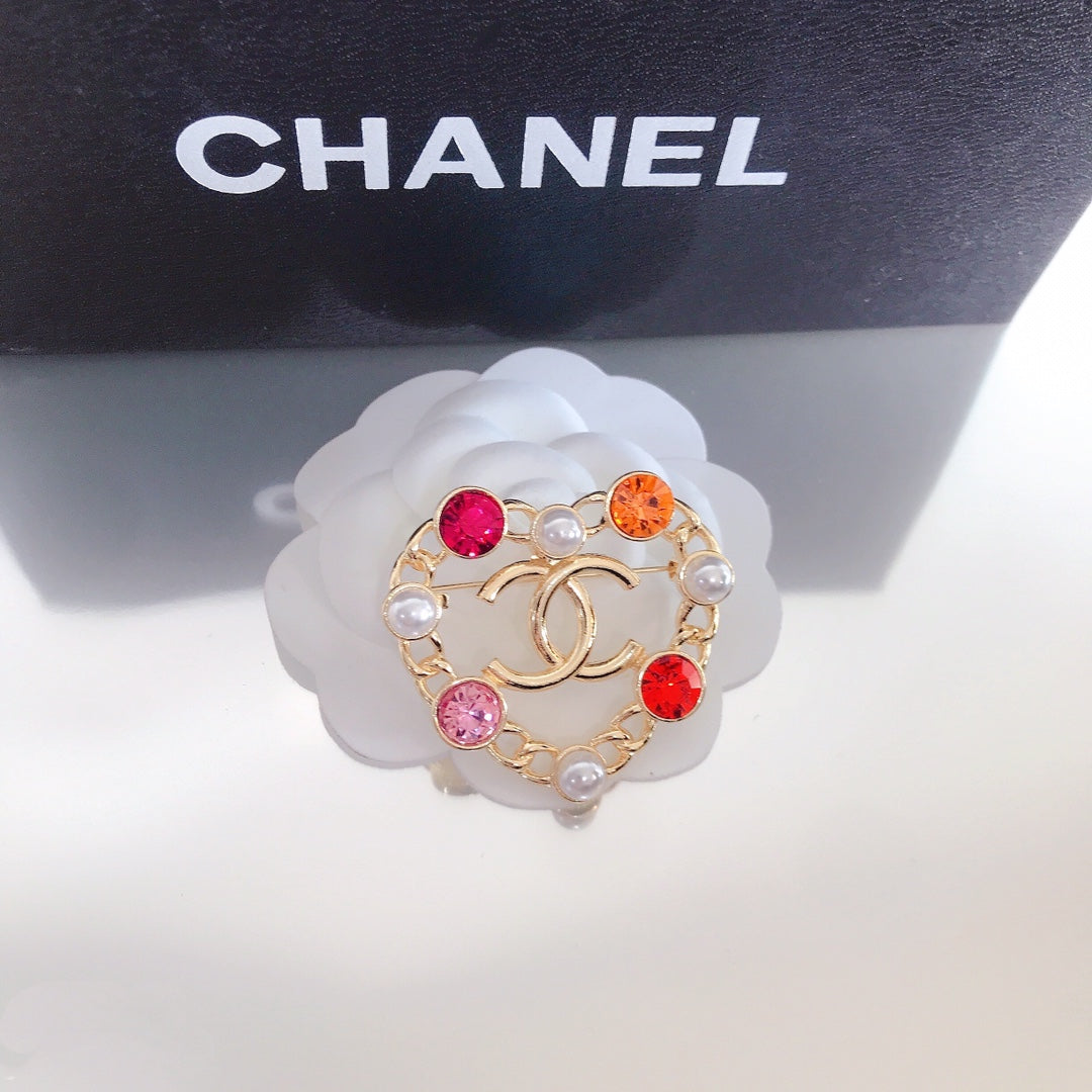 Broche Cœur Diamant Coloré