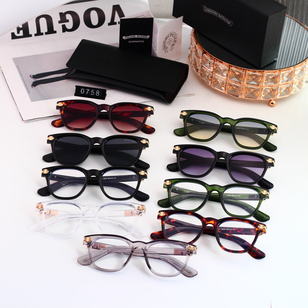 Retro Square Acetate Frame Sunglasses - 0758