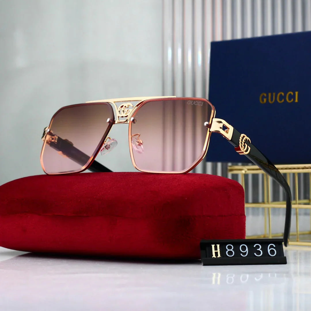 Lunettes de soleil polygonales en métal Fashion 8936