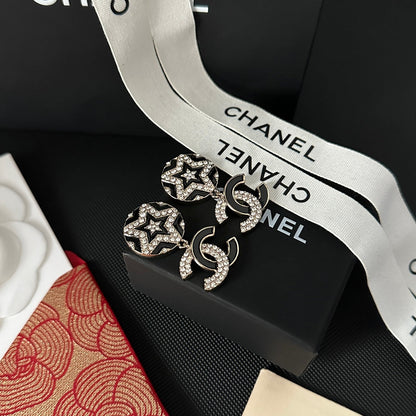 Boucles d'oreilles en strass à panneaux noirs