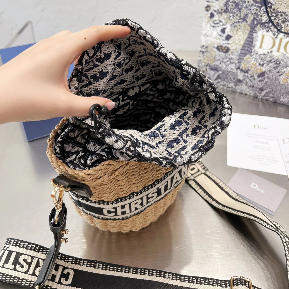 Webbing Straw Beach Bag